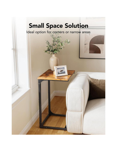 Mesa Lateral en C Pipishell, Madera Rústica, 54x30 cm