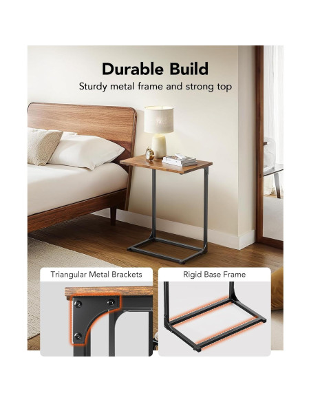 Mesa Lateral en C Pipishell, Madera Rústica, 54x30 cm