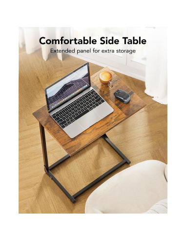 Mesa Lateral en C Pipishell, Madera Rústica, 54x30 cm