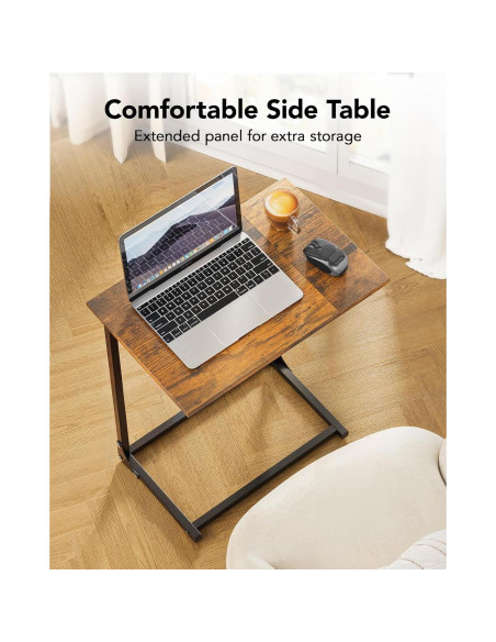 Mesa Lateral en C Pipishell, Madera Rústica, 54x30 cm