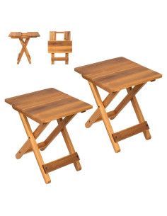 Mesa Lateral Plegable DAXULY 32.5x32.5 cm Madera Natural