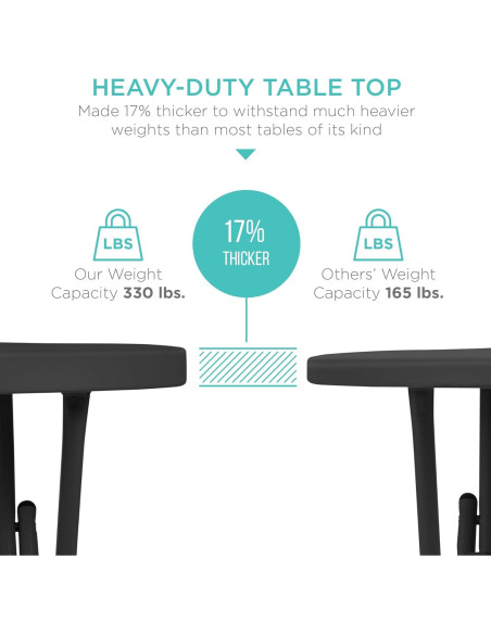 Mesa Plegable Redonda 76 cm Mejor Opción Negra 330 lbs