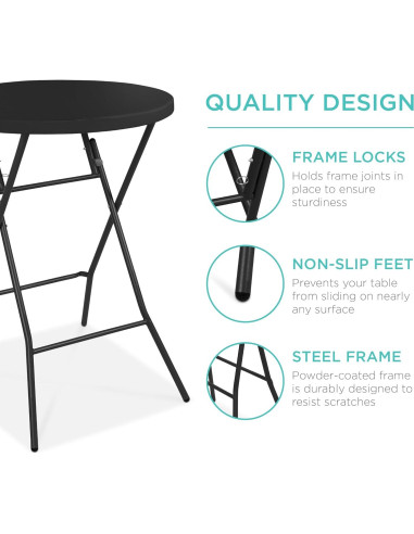 Mesa Plegable Redonda 76 cm Mejor Opción Negra 330 lbs
