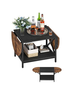 Mesa de Café Plegable CHOEZON 120 cm Vintage Marrón Negro