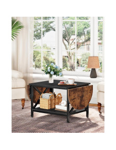 Mesa de Café Plegable CHOEZON 120 cm Vintage Marrón Negro 2