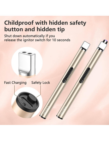 Encendedor Electrónico REIDEA Oro Champán Recargable USB