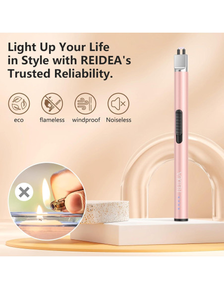 Encendedor Eléctrico REIDEA S4 Pro Recargable USB Oro Rosa