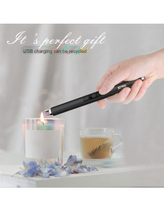 Encendedor Electrónico Recargable JETPRO Negro a Prueba de Viento 2