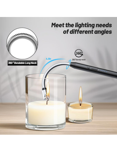 Encendedor eléctrico VEHHE recargable USB C 25.9 cm negro