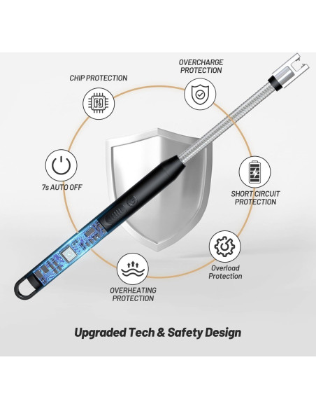 Encendedor eléctrico VEHHE recargable USB C 25.9 cm negro