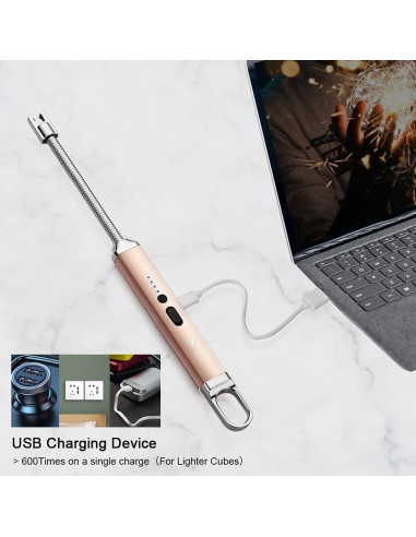 Encendedor Eléctrico SUPRUS Recargable USB 10,41 cm Oro Champán