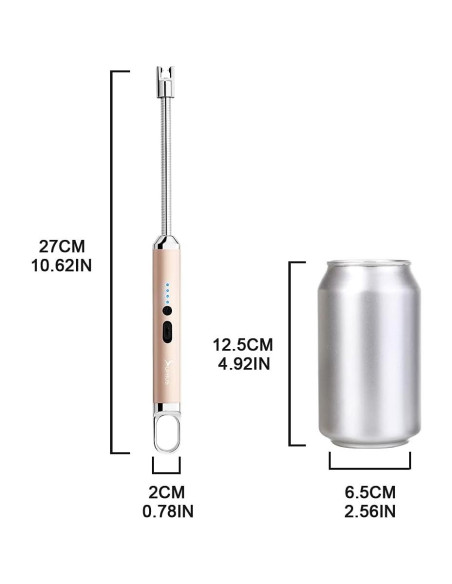 Encendedor Eléctrico SUPRUS Recargable USB 10,41 cm Oro Champán
