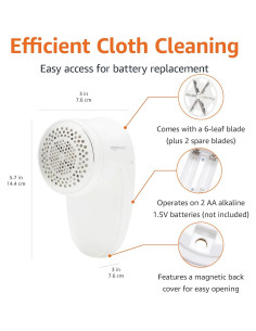 Desfibrilador de tela Amazon Basics, 2 cuchillas, blanco 2