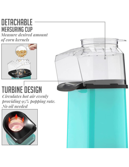 Máquina de Palomitas OVENTE PM11T 1400W 16 Tazas Turquesa