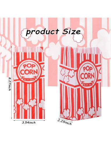 300 Bolsas de Palomitas Desechables 1 Oz Papel Grado Alimenticio