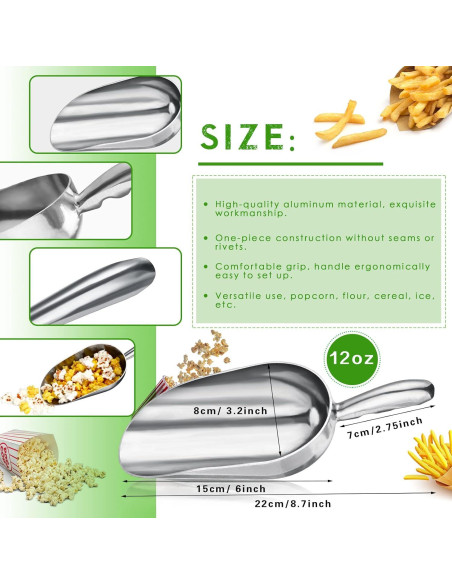 4 Piezas Cucharón Aluminio 12 oz Saffica para Snacks