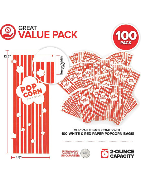 Bolsas de Palomitas Desechables Stock Your Home 2 oz 100 Pzas