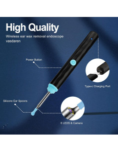 Kit de Eliminación de Cerumen con Cámara HD 1296P Negro 2