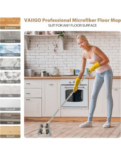 Mopa de Microfibra VAIIGO Profesional con 5 Paquetes Reutilizables 2