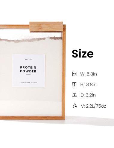 Dispensador de Alimentos 2L APT de Bambú para Cereal y Snacks