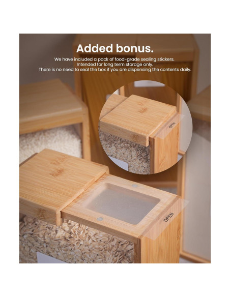 Dispensador de Alimentos 2L APT de Bambú para Cereal y Snacks