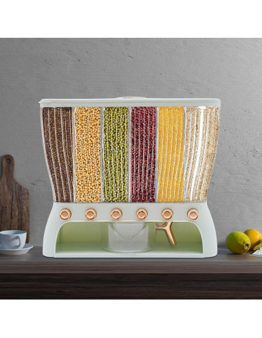 Dispensador de Granos 6 Compartimentos Shawtuuy 10 kg Verde