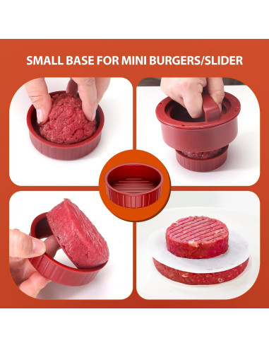 Prensa de Hamburguesas 4-en-1 Pisol con 100 Papeles de Cera