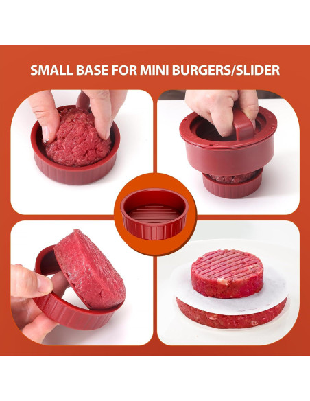Prensa de Hamburguesas 4-en-1 Pisol con 100 Papeles de Cera Prensa de Hamburguesas 4-en-1 Pisol con 100 Papeles de Cera