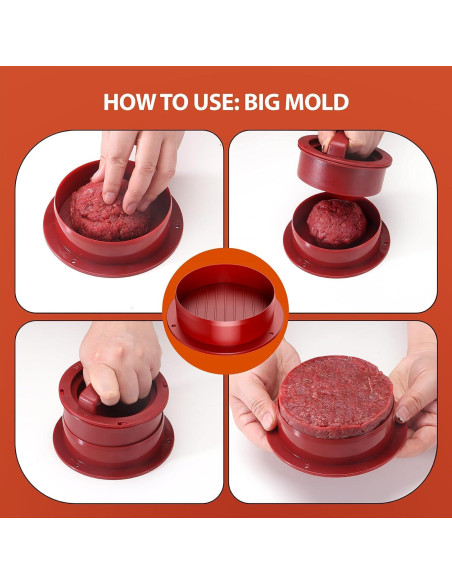 Prensa de Hamburguesas 4-en-1 Pisol con 100 Papeles de Cera Prensa de Hamburguesas 4-en-1 Pisol con 100 Papeles de Cera