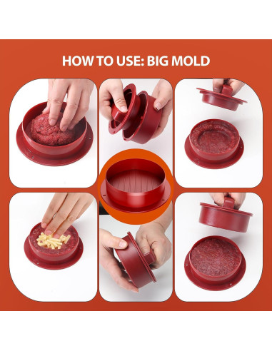 Prensa de Hamburguesas 4-en-1 Pisol con 100 Papeles de Cera