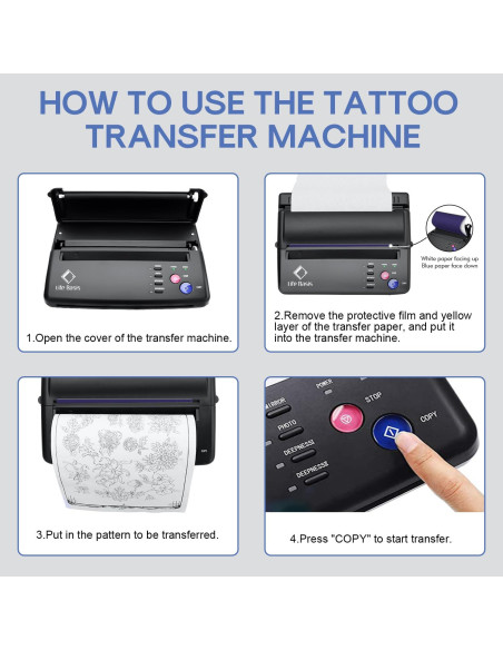 Impresora de Plantillas de Tatuaje LifeBasis LSTM003B, 30PCS Papel Impresora de Plantillas de Tatuaje LifeBasis LSTM003B, 30PCS Papel
