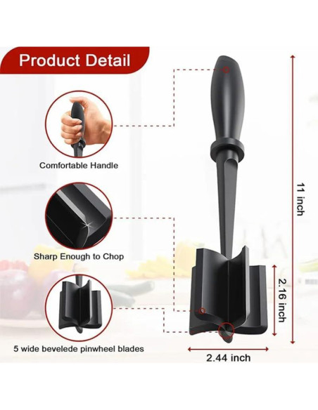 Mejorador de Picadora de Carne tumbliQ, 5 Cuchillas Curvas, Nylon