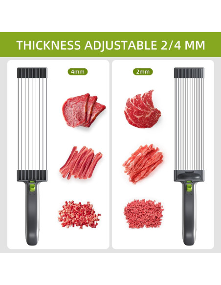 Cortador de Carne Fresca QYKIC con 17 Cuchillas y Grosor Ajustable