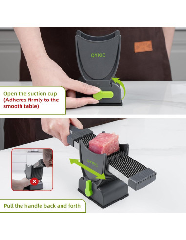 Cortador de Carne Fresca QYKIC con 17 Cuchillas y Grosor Ajustable