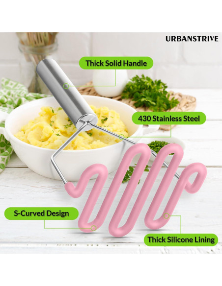 Prensador de Papas Urbanstrive Acero Inoxidable Rosa 23x12cm
