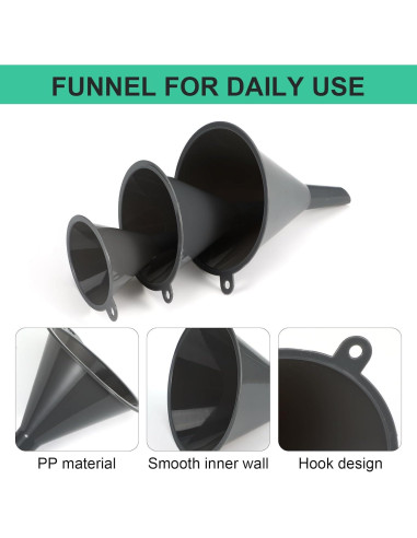 Juego de 3 Embudos de Plástico Wanmu - Grande, Mediano, Pequeño
