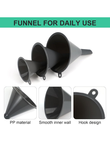 Juego de 3 Embudos de Plástico Wanmu - Grande, Mediano, Pequeño