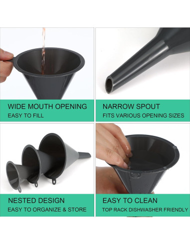 Juego de 3 Embudos de Plástico Wanmu - Grande, Mediano, Pequeño