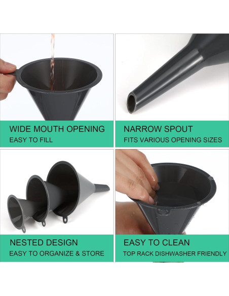 Juego de 3 Embudos de Plástico Wanmu - Grande, Mediano, Pequeño