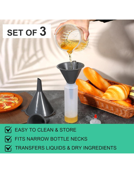Juego de 3 Embudos de Plástico Wanmu - Grande, Mediano, Pequeño