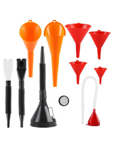 Juego de 10 embudos automotrices XhjzgcTech - Boca ancha y flexibles