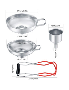 Juego de 3 embudos de acero inoxidable para conservas 2