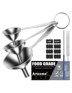 Juego de 3 Embudos de Acero Inoxidable Artcome para Cocina
