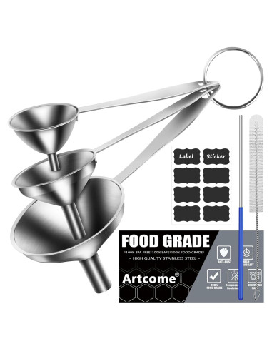 Juego de 3 Embudos de Acero Inoxidable Artcome para Cocina