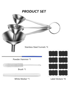 Juego de 3 Embudos de Acero Inoxidable Artcome para Cocina 2