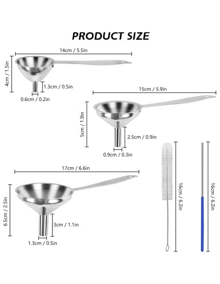 Juego de 3 Embudos de Acero Inoxidable Artcome para Cocina