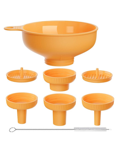 Embudo Versátil Pisol con 5 Picos y 2 Coladores Naranja
