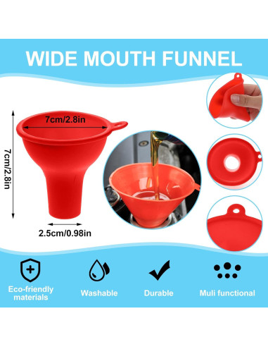 Embudo de Silicona Thinp, 4 Piezas, Boca Ancha, 7 cm