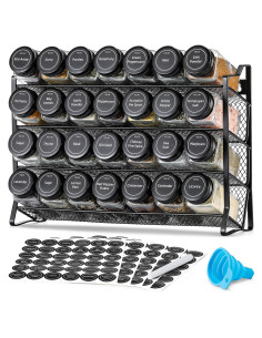 Organizador de Especias AOZITA 28 Frascos Vidrio Negro