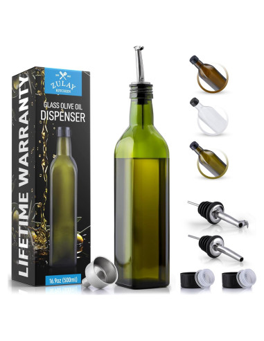 Botella dispensadora de aceite de oliva Zulay 500ml vidrio verde